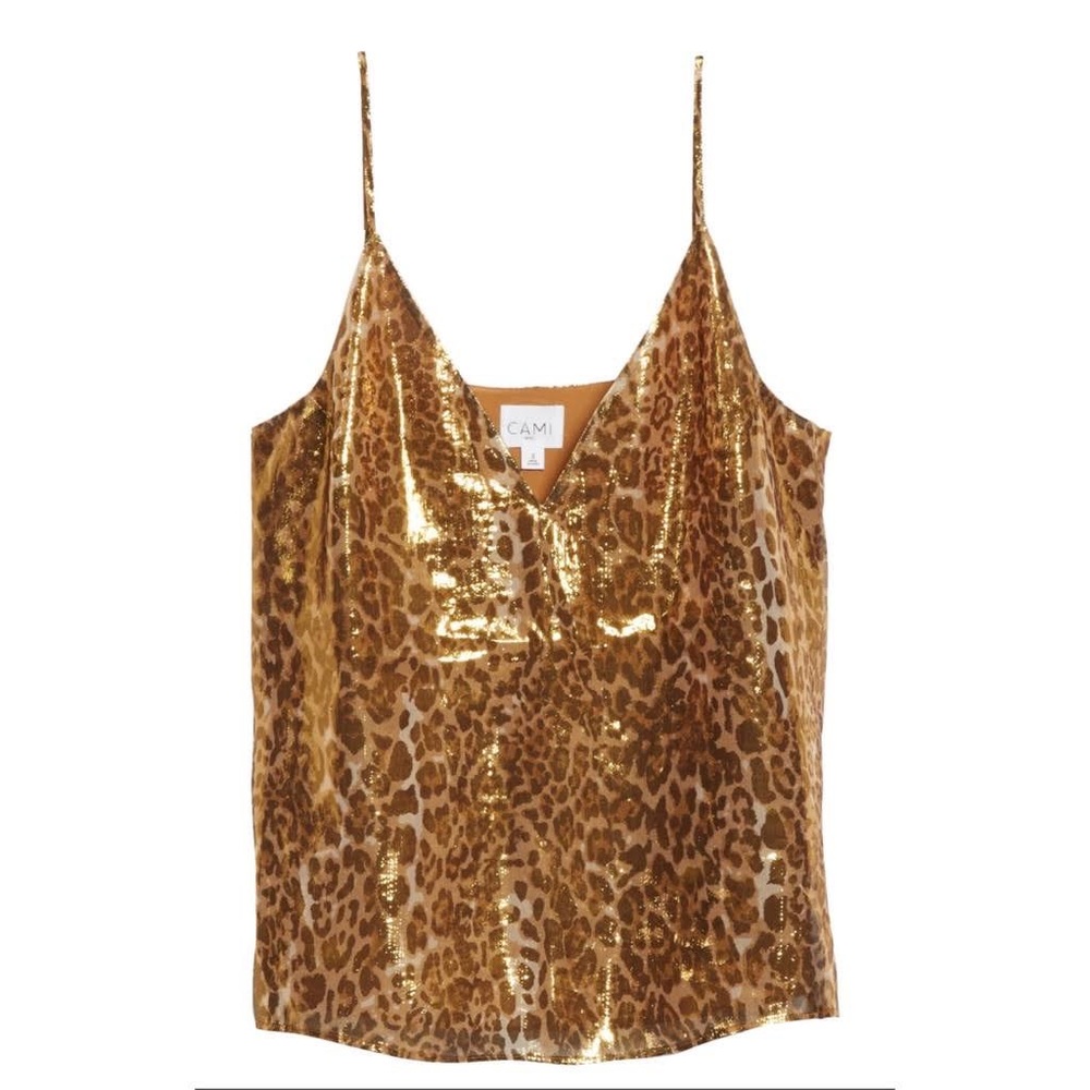 Cami NYC sparkle cheetah print top